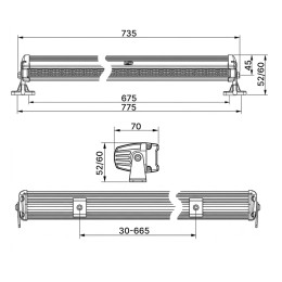 Светодиодная балка однорядная 105 Вт Slim (OSRAM) дальний свет/водительский свет