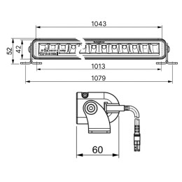 Светодиодная балка однорядная 180 Вт Slim (OSRAM) дальний свет/водительский свет с ДХО