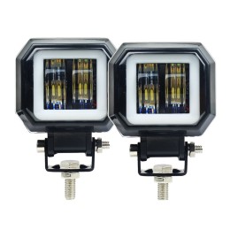 Квадратные LED фары дополнительного света комплект с ДХО 40 Вт 
